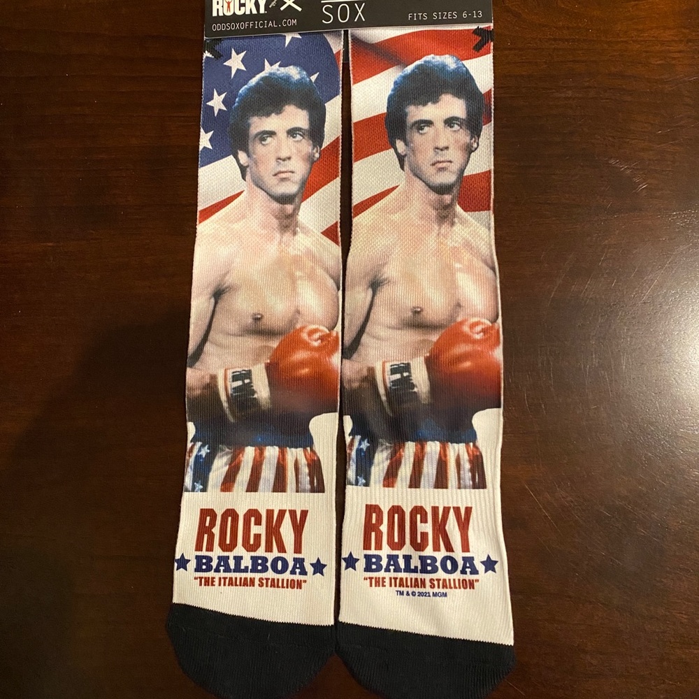 Odd Sox Nickelodeon Rocky Balboa Italian Stallion Crew Socks Fits Sizes 6-13 NWT